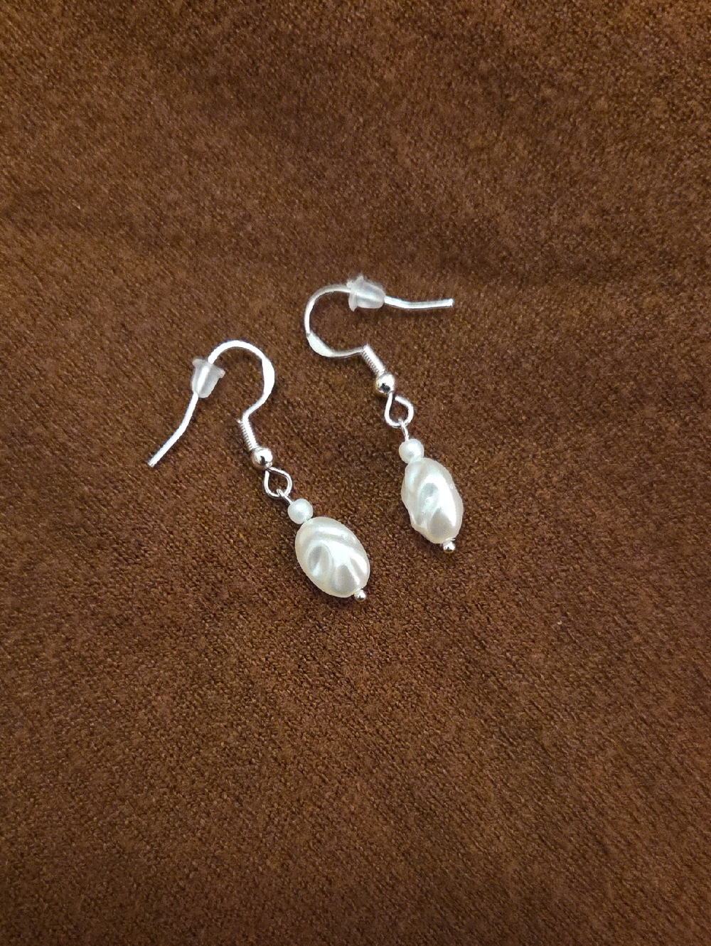 Faux Pearl Drop Dangle Earrings - White -